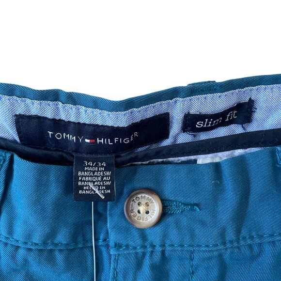 New Tommy Hilfiger Graduate Chino Pants Men's Size 34x34 Moroccan Blue Cotton - Picture 3 of 6